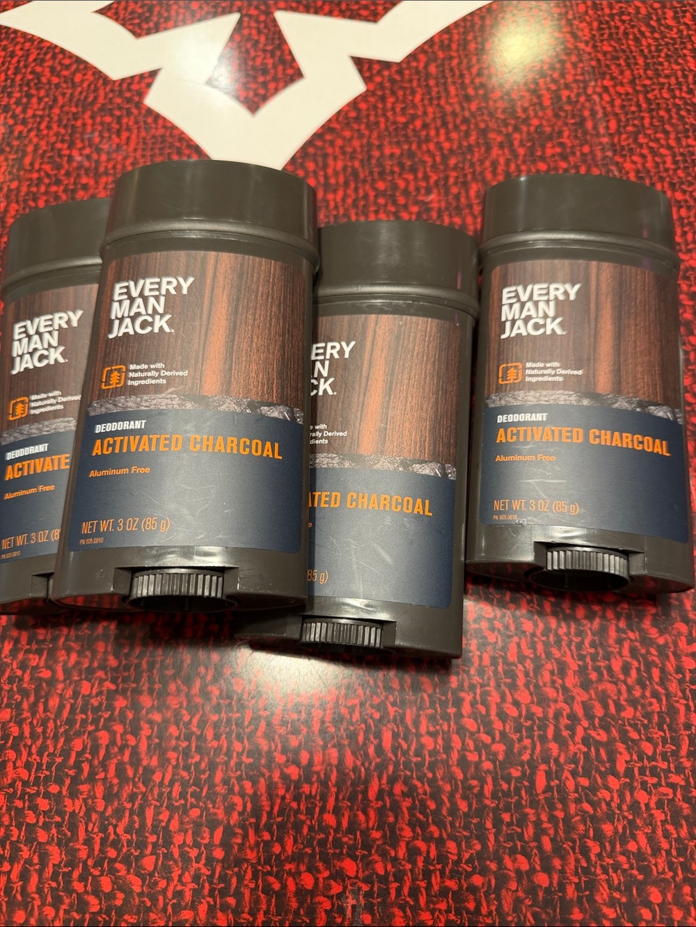 Every Man Jack Activated Charcoal Deodorant Stick 4 Piece Lot NEW - Black
